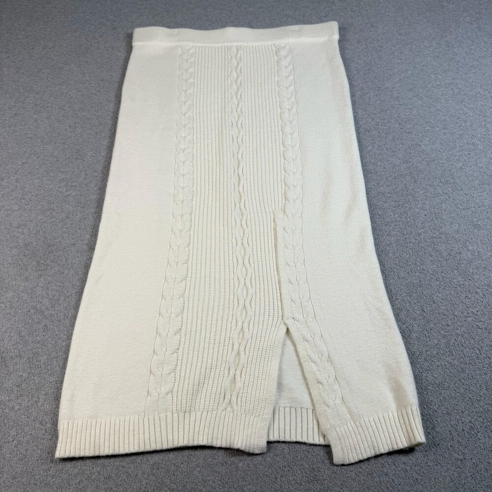 Calvin Klein Skirt Women XL White Sweater Maxi Long Heritage Quiet Luxury Stretc